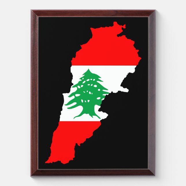 Lebanon Map with Flag Award Plaque (Vertical)
