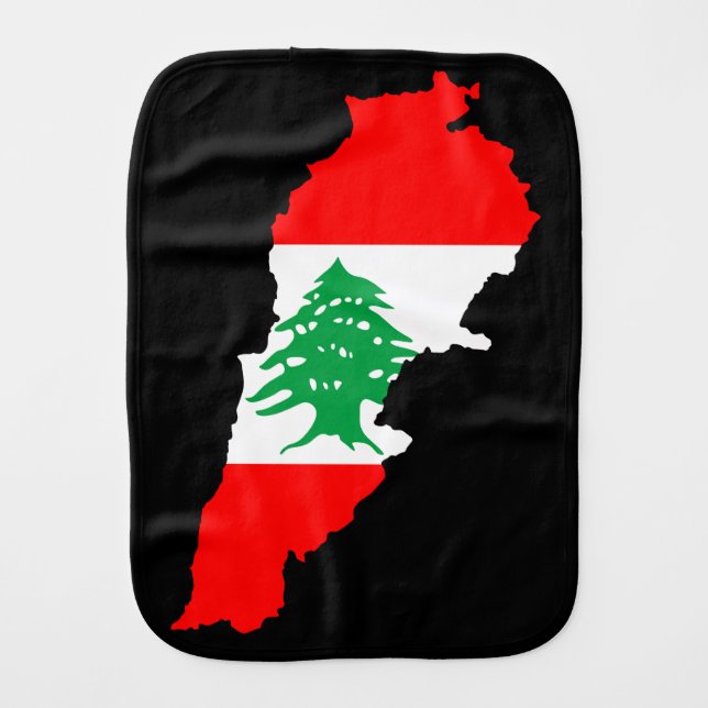 Lebanon Map with Flag Baby Burp Cloth (Front)