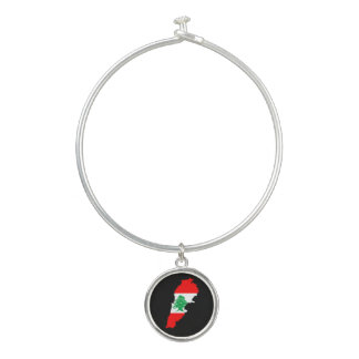 Lebanon Map with Flag Bangle Bracelet
