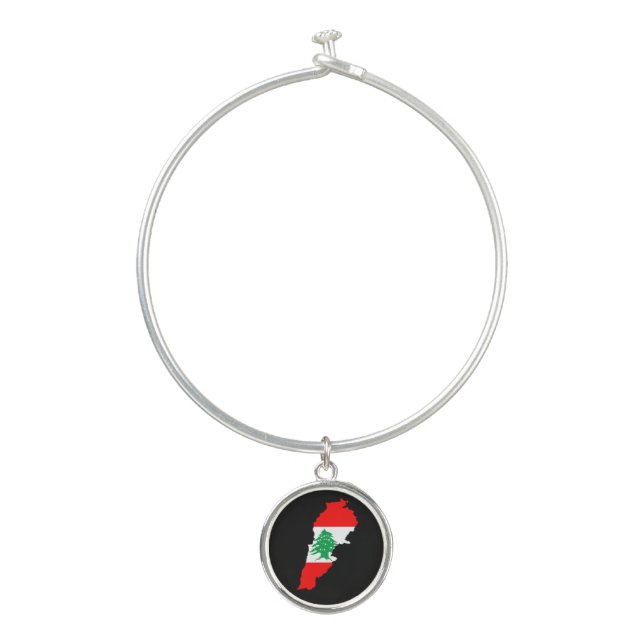 Lebanon Map with Flag Bangle Bracelet (Front)