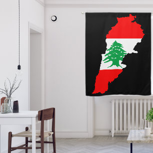 Lebanon Map with Flag Blackout Curtains
