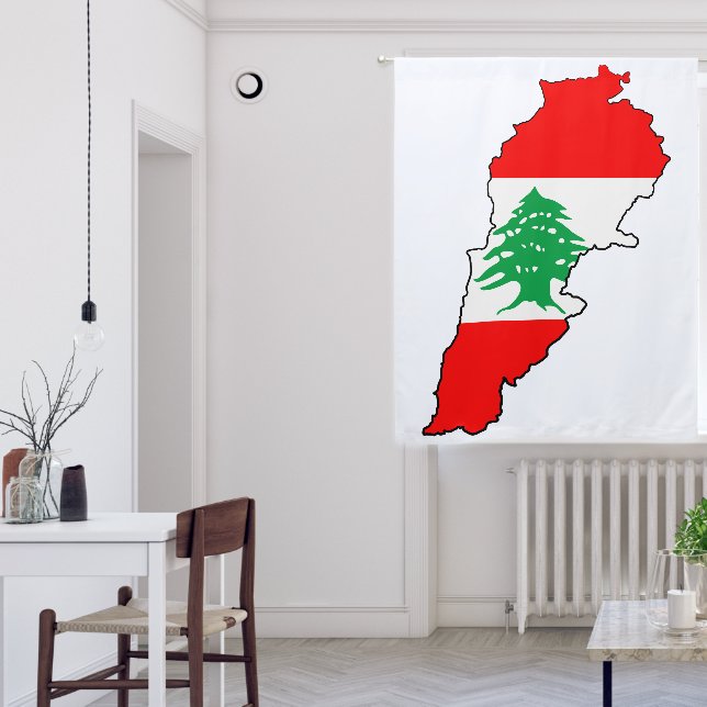 Lebanon Map with Flag Blackout Curtains (Living Room)