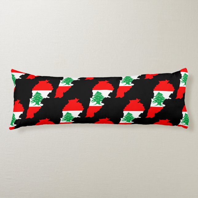 Lebanon Map with Flag Body Pillow (Front)