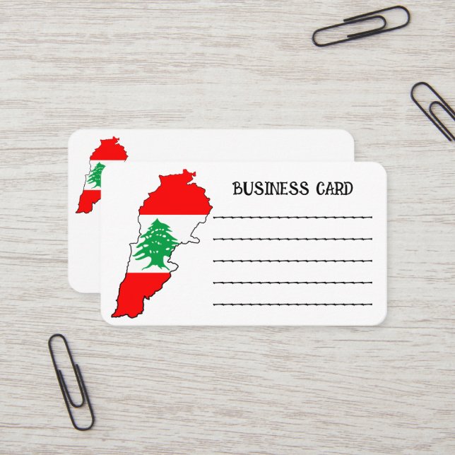 Lebanon Map with Flag Business Card (Front/Back In Situ)