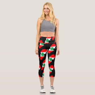 Lebanon Map with Flag Capri Leggings