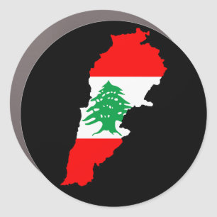 Lebanon Map with Flag Car Magnet