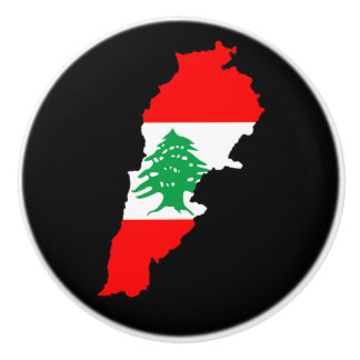 Lebanon Map with Flag Ceramic Knob