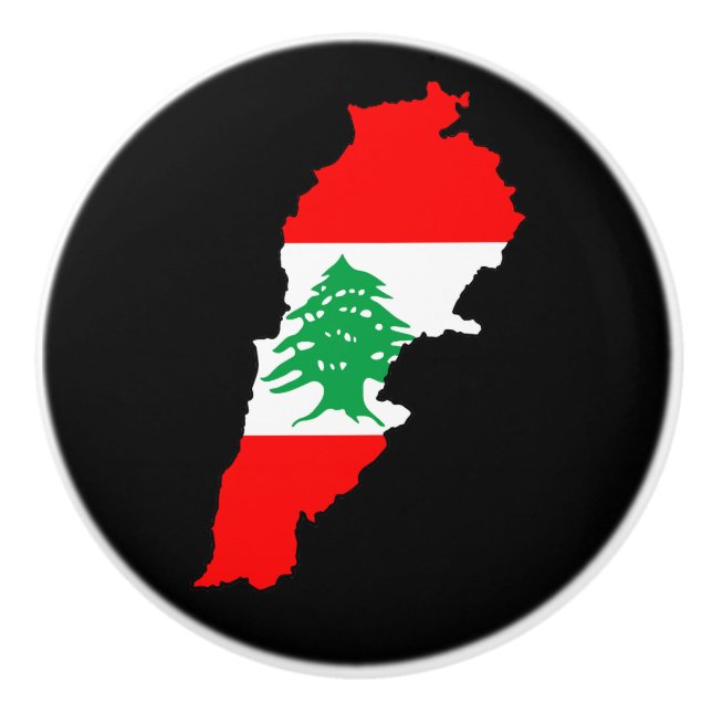 Lebanon Map with Flag Ceramic Knob (Front)