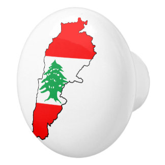 Lebanon Map with Flag Ceramic Knob