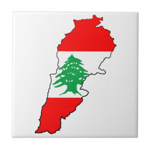 Lebanon Map with Flag Ceramic Tile