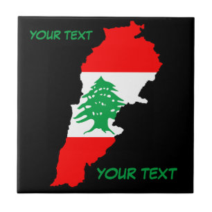Lebanon Map with Flag Ceramic Tile