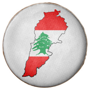 Lebanon Map with Flag Chocolate Covered Oreo