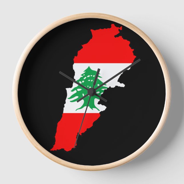 Lebanon Map with Flag Clock (Front)