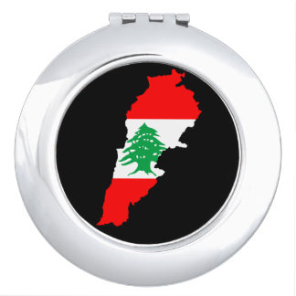 Lebanon Map with Flag Compact Mirror