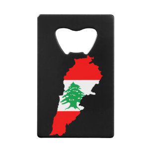 Lebanon Map with Flag Credit Card Bottle Opener