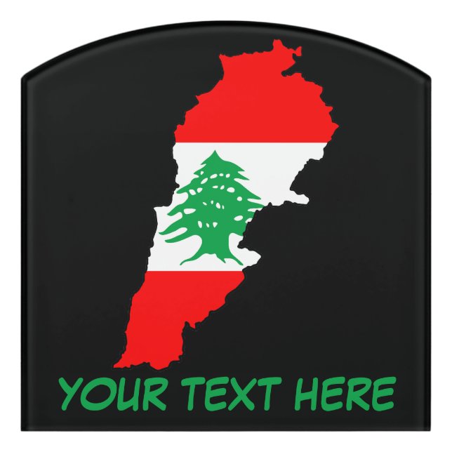 Lebanon Map with Flag Door Sign (Contour Front)