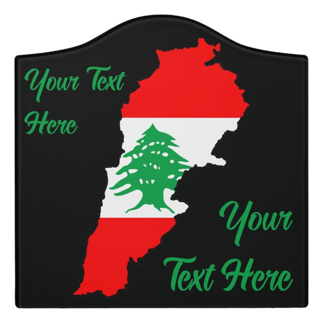 Lebanon Map with Flag Door Sign (Large Crest Front)