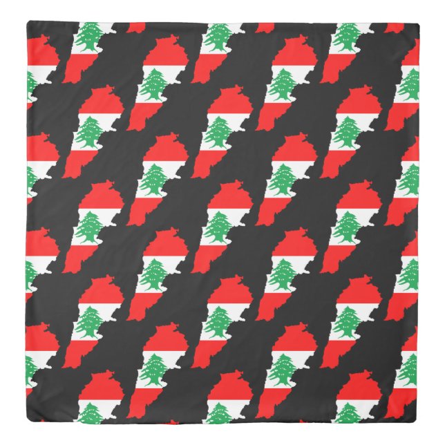 Lebanon Map with Flag Duvet Cover (Front)