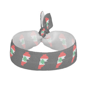 Lebanon Map with Flag Elastic Hair Tie