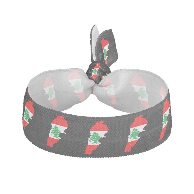 Lebanon Map with Flag Elastic Hair Tie (Front)