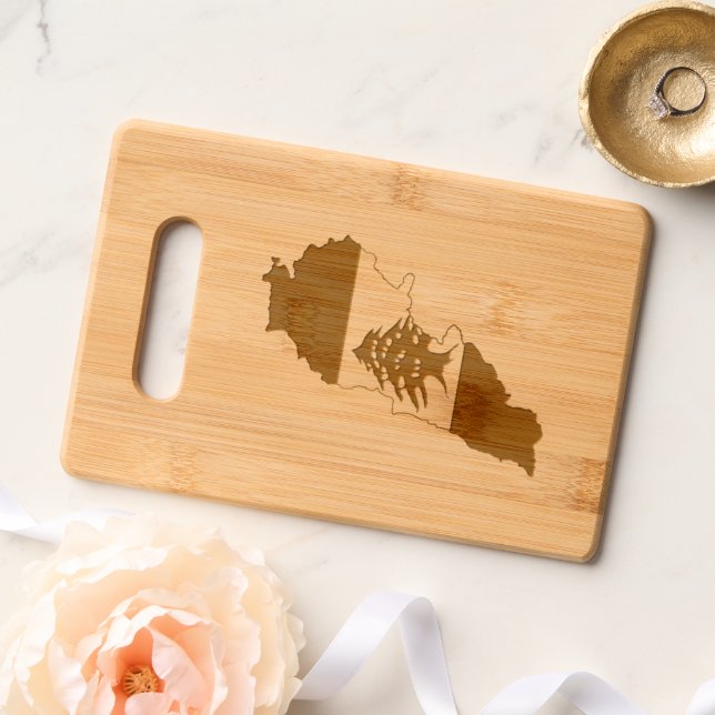 Lebanon Map with Flag Engraved Cutting Board (Wedding)