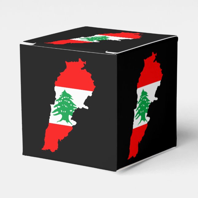 Lebanon Map with Flag Favor Boxes (Front Side)