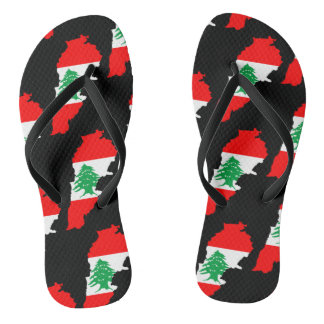 Lebanon Map with Flag Flip Flops