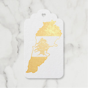 Lebanon Map with Flag Foil Gift Tags