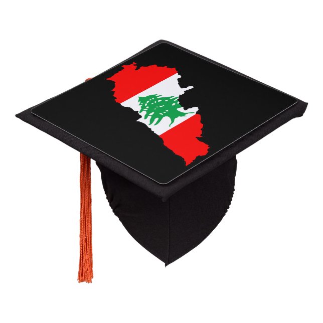 Lebanon Map with Flag Graduation Cap Topper (Angled)