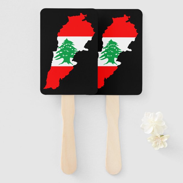 Lebanon Map with Flag Hand Fan (Front and Back)
