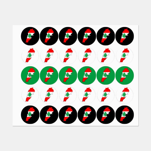 Lebanon Map with Flag Labels (Sheet)