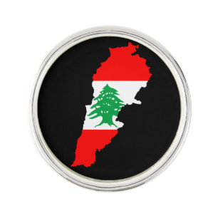 Lebanon Map with Flag Lapel Pin