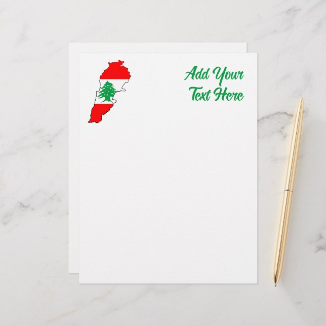 Lebanon Map with Flag Letterhead (Front/Back In Situ)