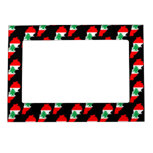 Lebanon Map with Flag Magnetic Frame