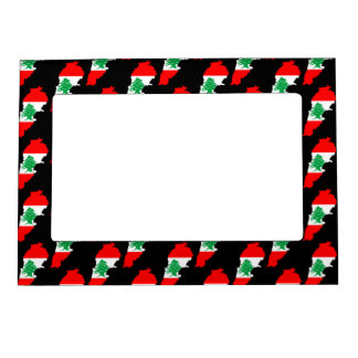 Lebanon Map with Flag Magnetic Frame
