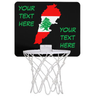 Lebanon Map with Flag Mini Basketball Hoop