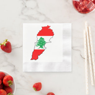 Lebanon Map with Flag Napkins