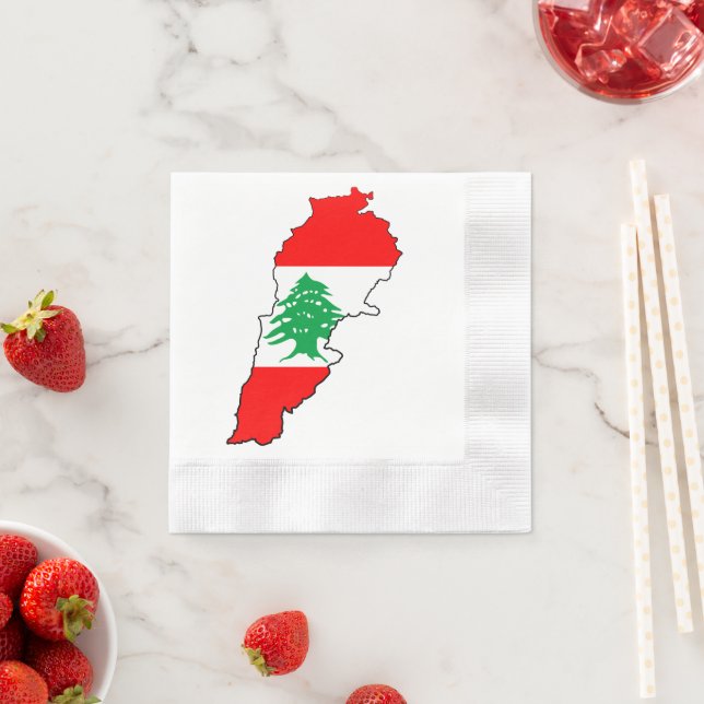 Lebanon Map with Flag Napkins (Insitu)