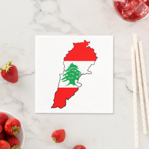Lebanon Map with Flag Napkins