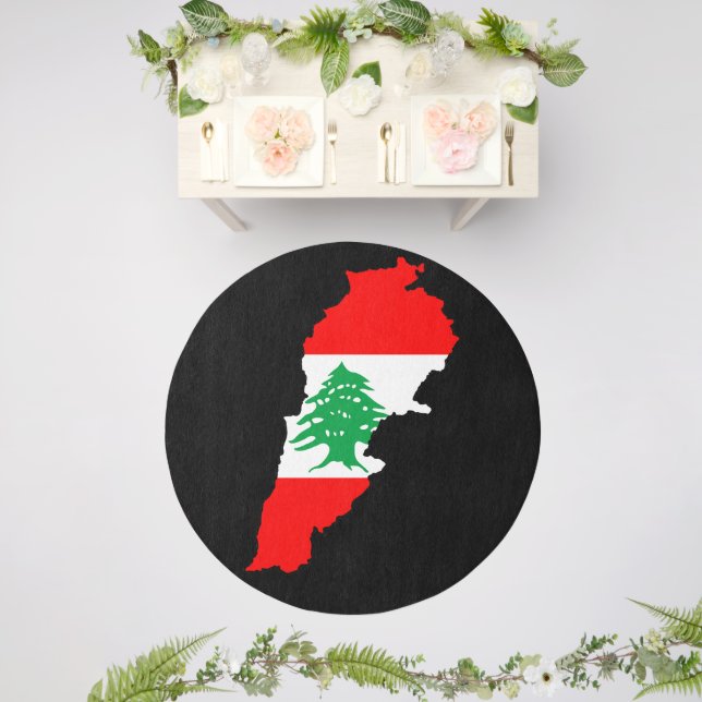 Lebanon Map with Flag Outdoor Rug (Insitu (Wedding 2))