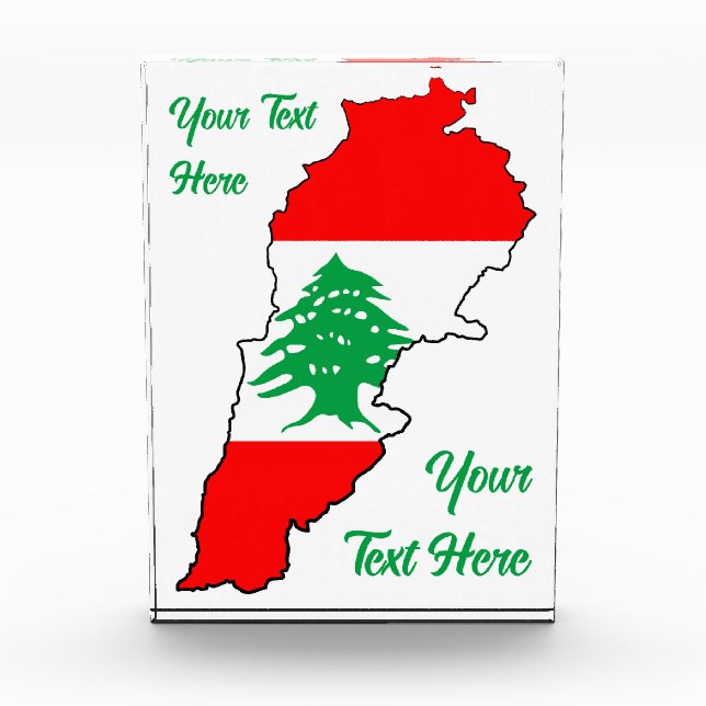 Lebanon Map with Flag Photo Block (Front)