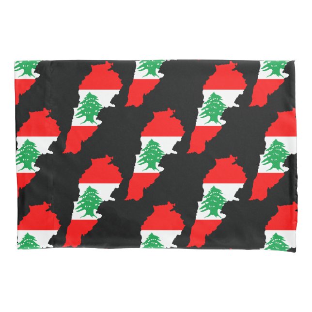Lebanon Map with Flag Pillow Case (Front)