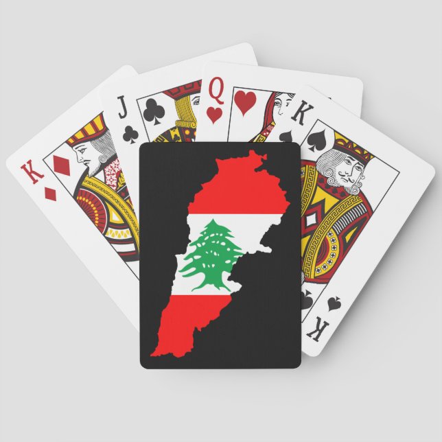 Lebanon Map with Flag Poker Cards (Back)