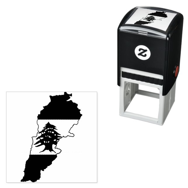 Lebanon Map with Flag Self-inking Stamp (In Situ)