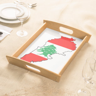 Lebanon Map with Flag Serving Tray
