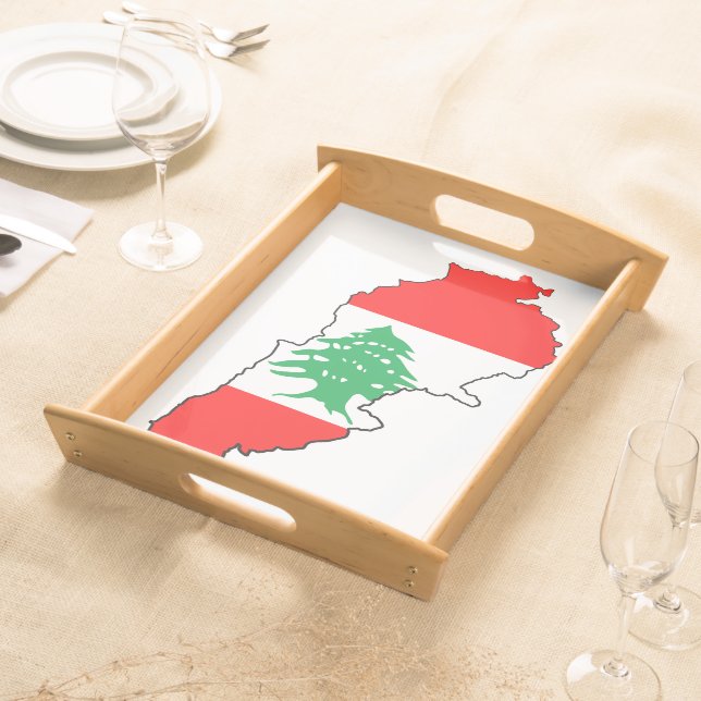 Lebanon Map with Flag Serving Tray (Front)