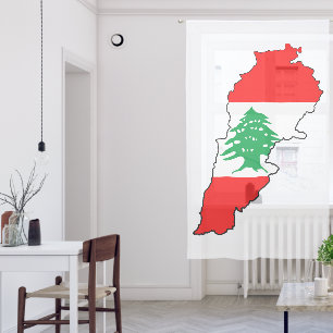 Lebanon Map with Flag Sheer Curtains