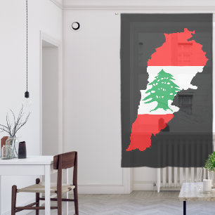 Lebanon Map with Flag Sheer Curtains