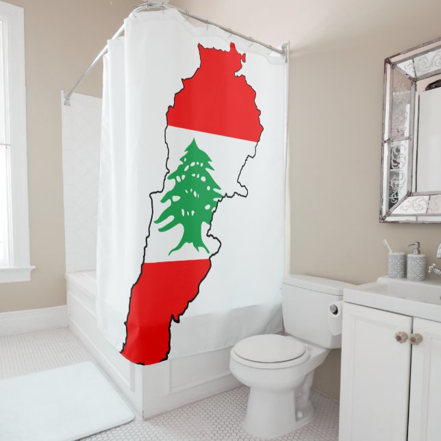 Lebanon Map with Flag Shower Curtain (In Situ)