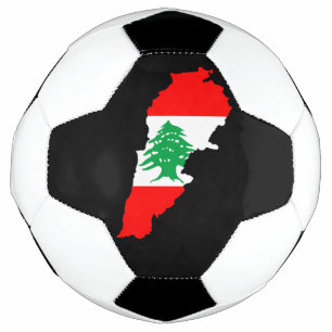 Lebanon Map with Flag Soccer Ball